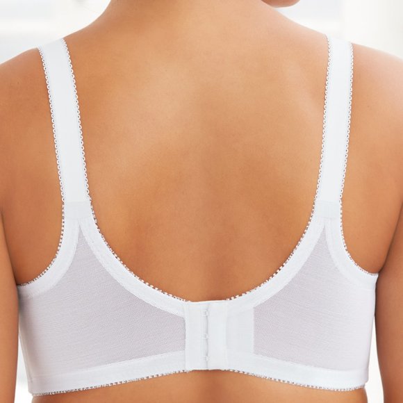 Set Of 3! 44F Glamorise COMFORT LIFT Bra (COTTON-LINED) Wireless LACE WHITE NEW - Picture 5 of 16